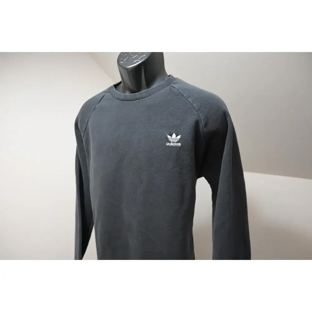 Adidas Sweat Shirt Crew Neck Black‎ PrimeGreen VTG LOGO Sweater Mens Large
